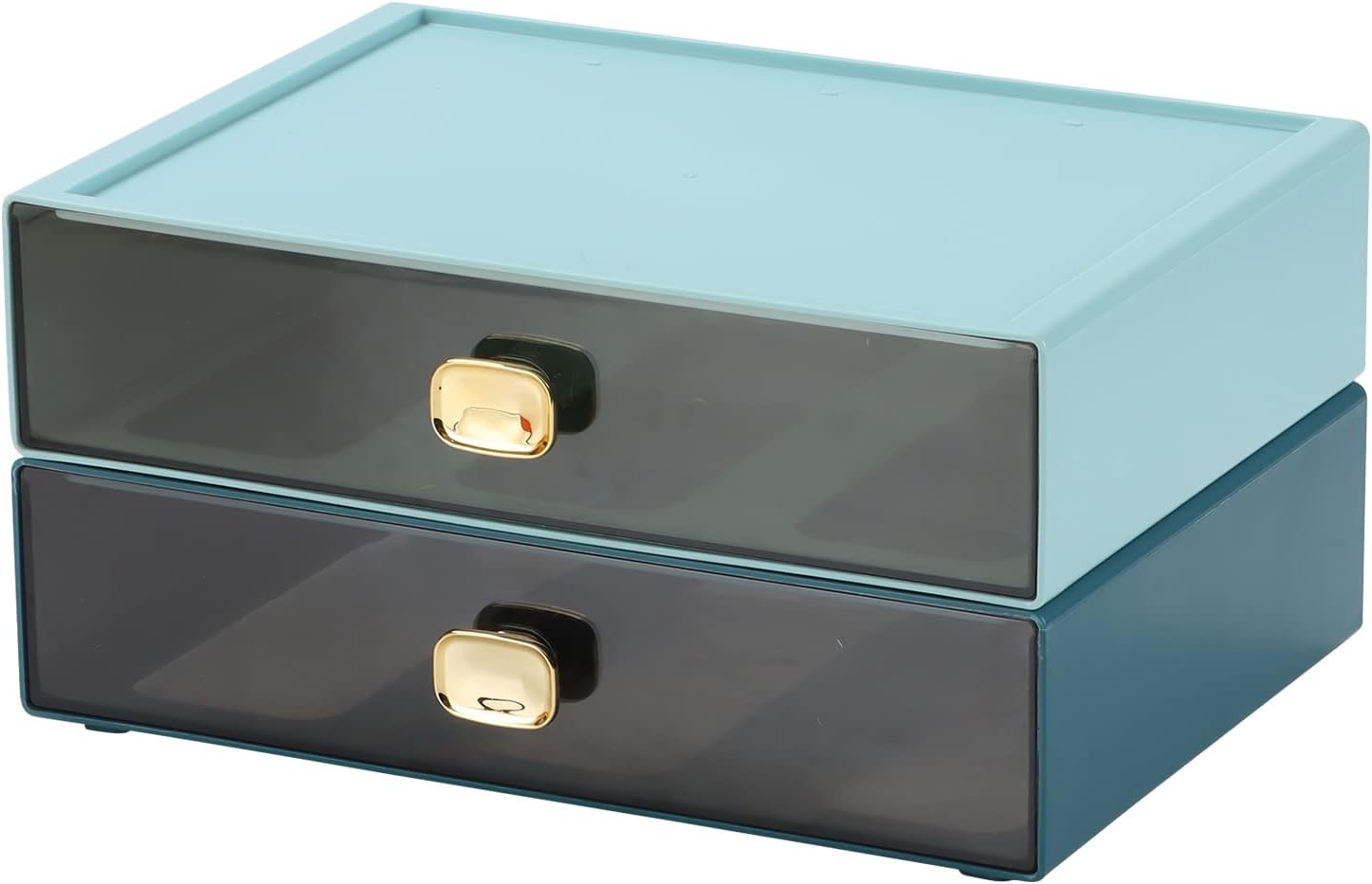 Spacious Desktop Storage Box with 2 Large Stackable Drawers