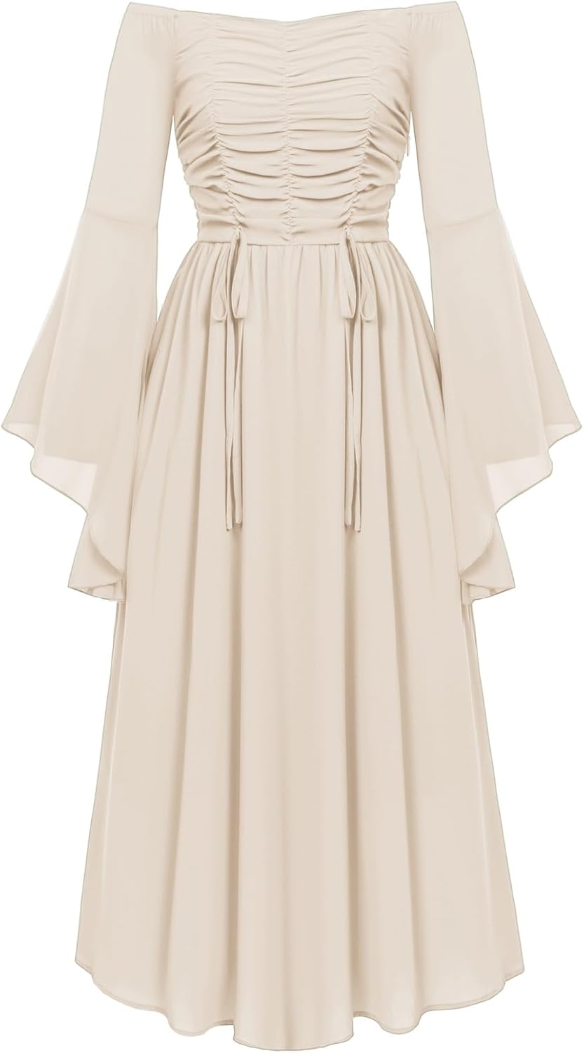 Renaissance Costume Bell Sleeve Off Shoulder Maxi Dress for Women