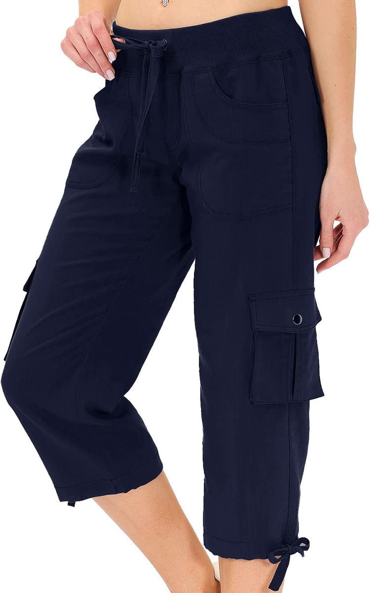MoFiz Womens Capris with Pockets for Hiking and Casual Wear