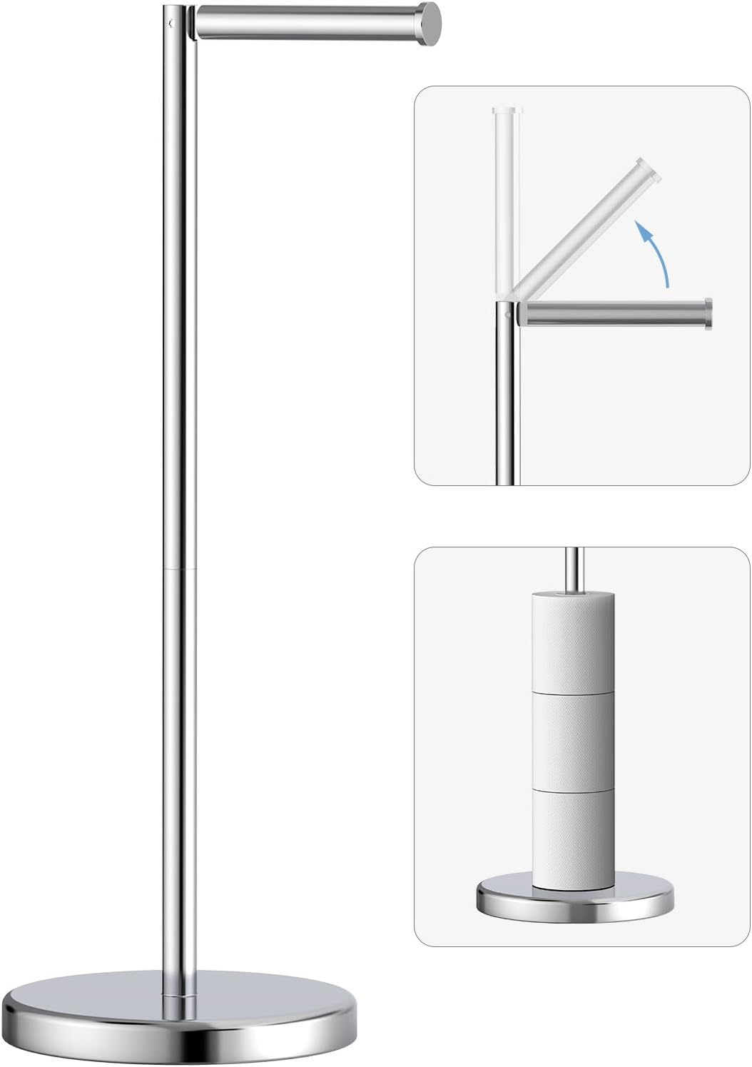 Freestanding Toilet Paper Holder Stand for Bathroom Storage