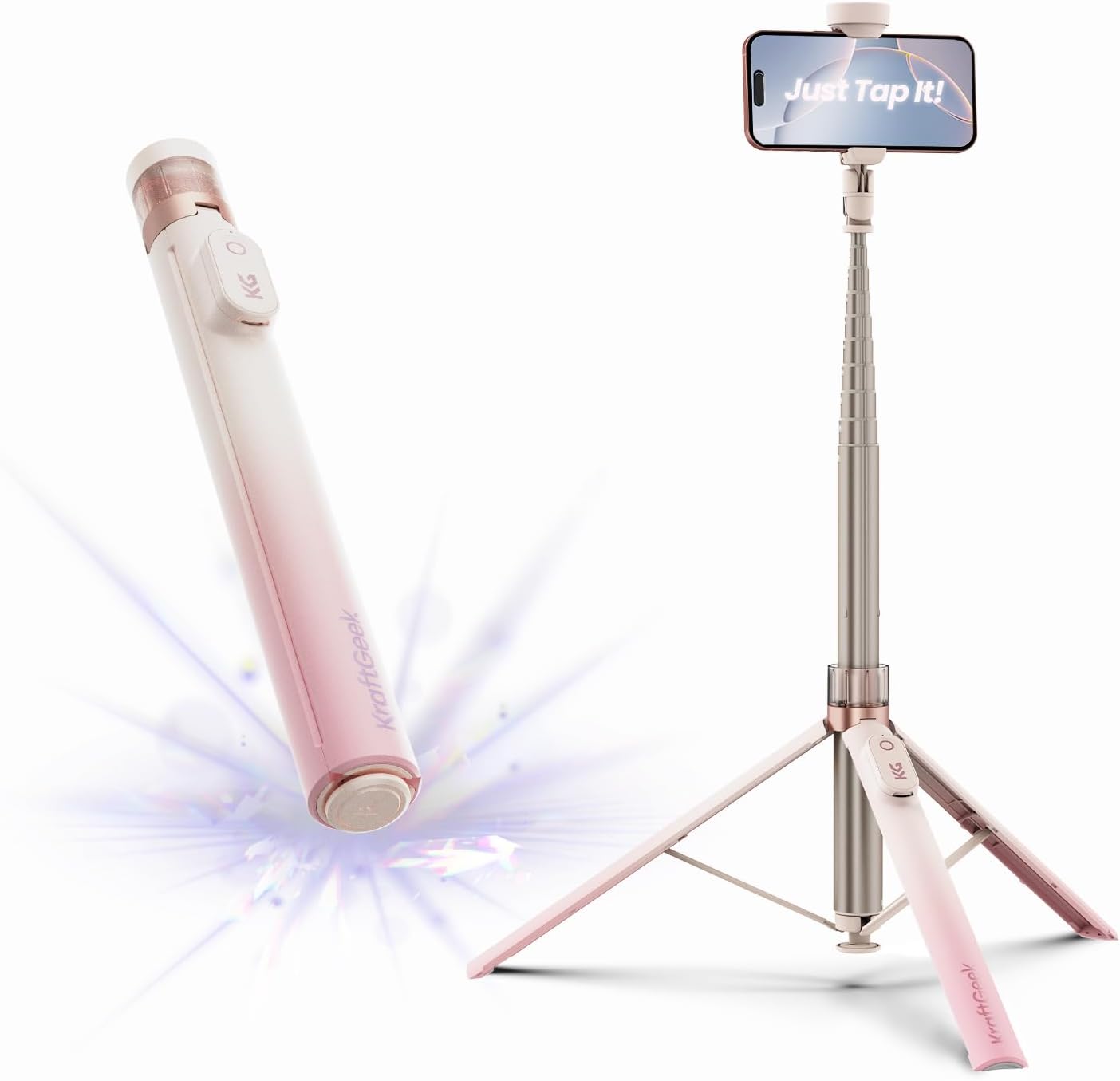 KraftGeek Automatic Tripod for iPhone - Stylish 66in Selfie Stick