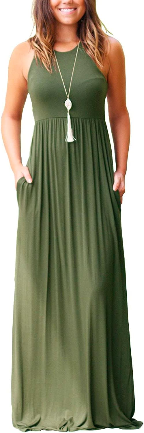 EUOVMY Women's Sleeveless Maxi Dress for Summer Vacation Fun