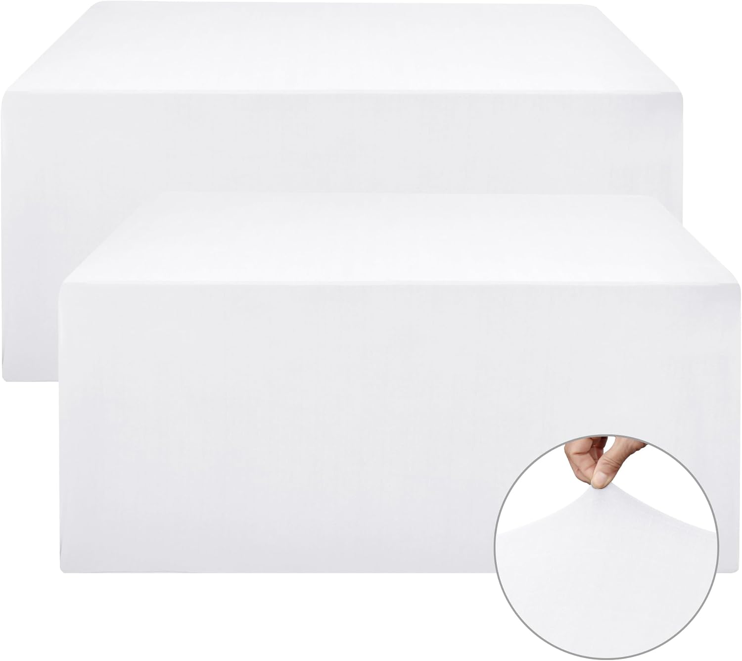 Spandex Fitted Table Covers for 8 Foot Tables - 2 Pack White