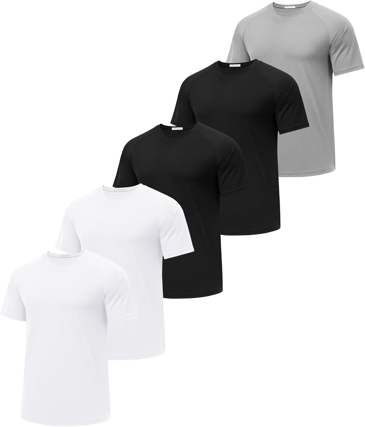 PINSPARK 5 Pack Workout Shirts for Men - Moisture Wicking Tees