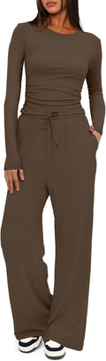 Women's 2 Piece Sets Fall 2025 Wide Leg Tracksuit - Cozy Lounge Set