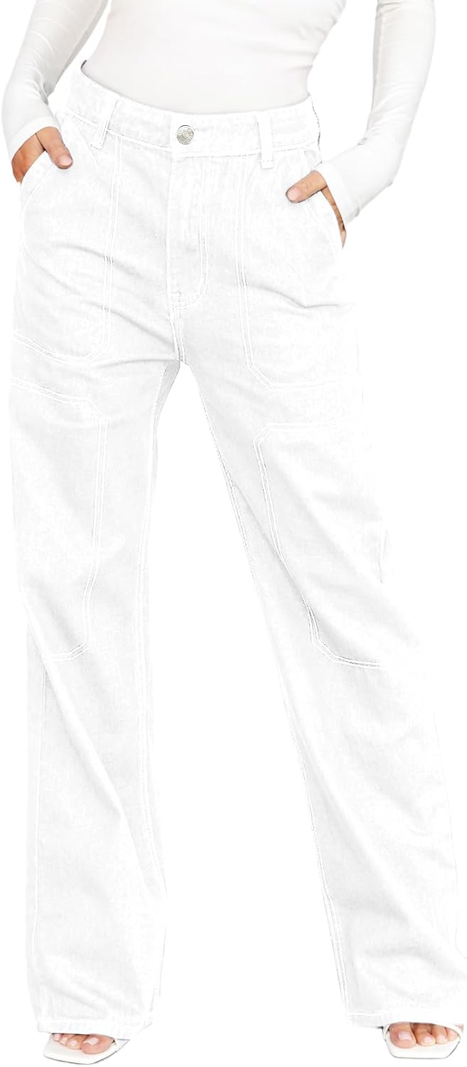 Dokotoo Women's Casual Mid Waist Cargo Jeans for Every Occasion
