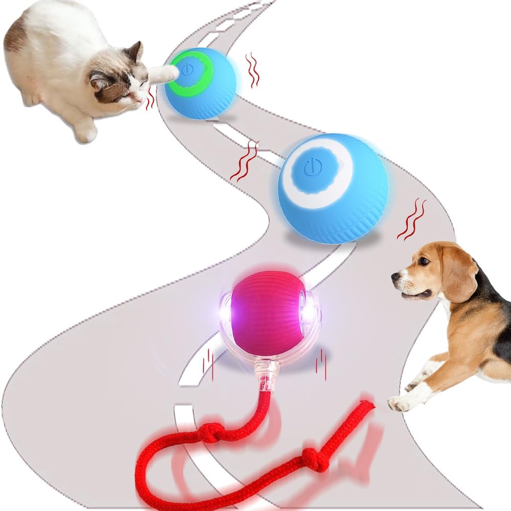Interactive Automatic Pet Toy Balls x2 - Small-Medium Dogs