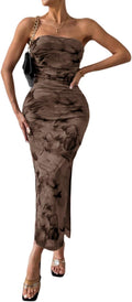 Women's Summer Strapless Bodycon Maxi Dress - Flattering Ruched Fit