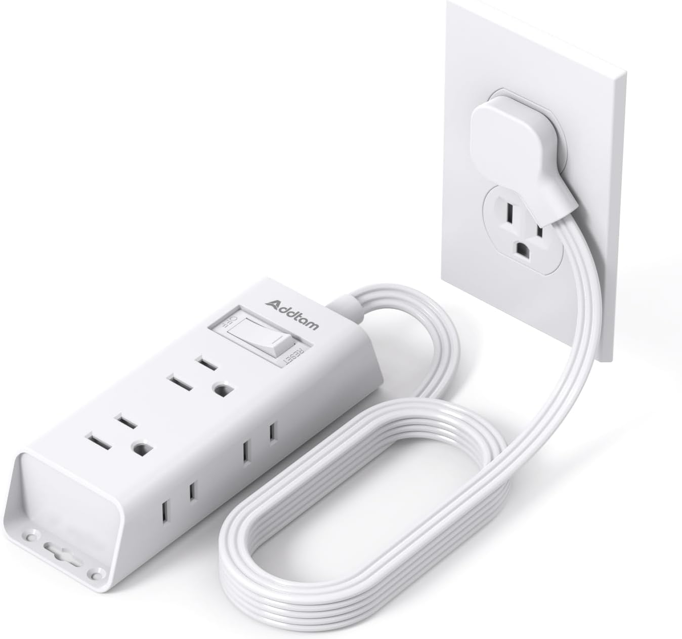 Addtam 6 ft Flat Extension Cord - Cruise Ship Power Strip