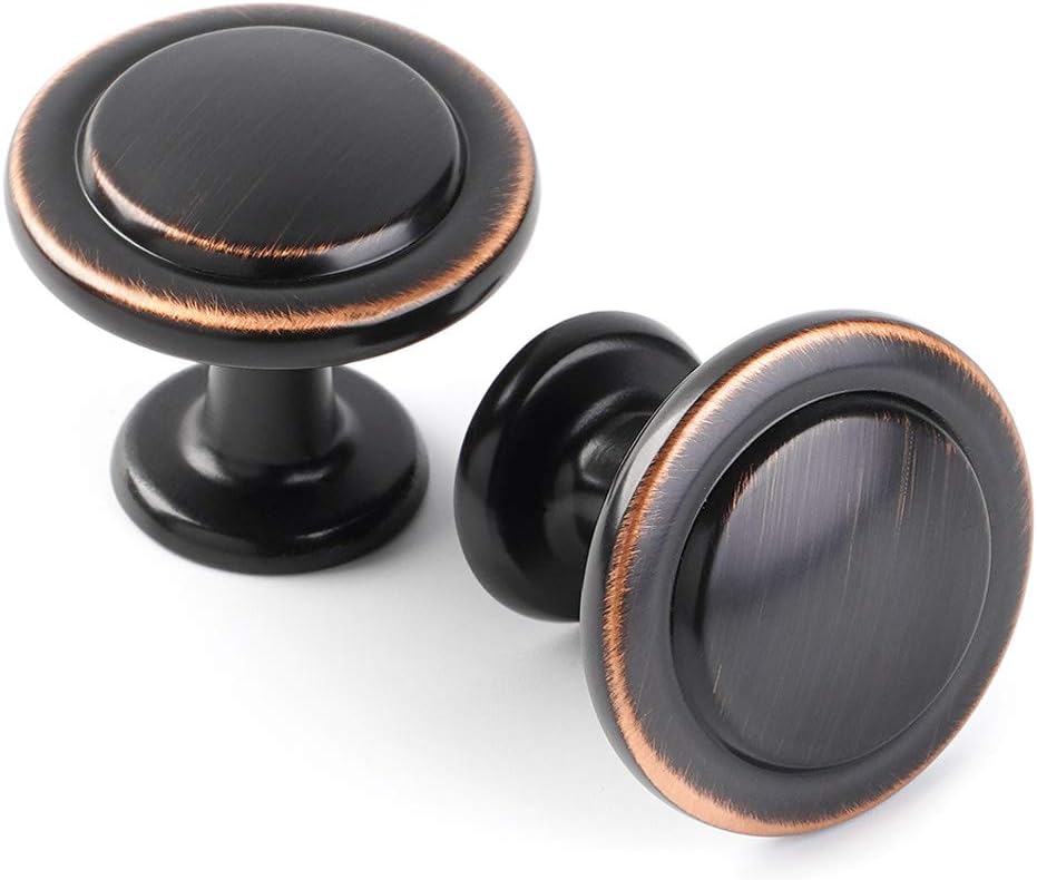 KOOFIZO Round Cabinet Knobs in Oil Rubbed Bronze for Kitchen