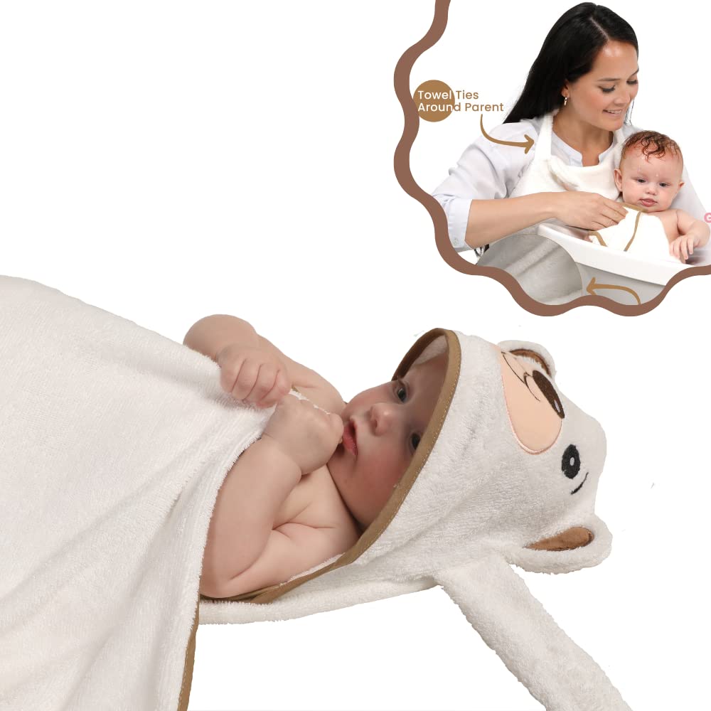 Hands-Free Rayon Bamboo Hooded Baby Towel for Newborns and Toddlers