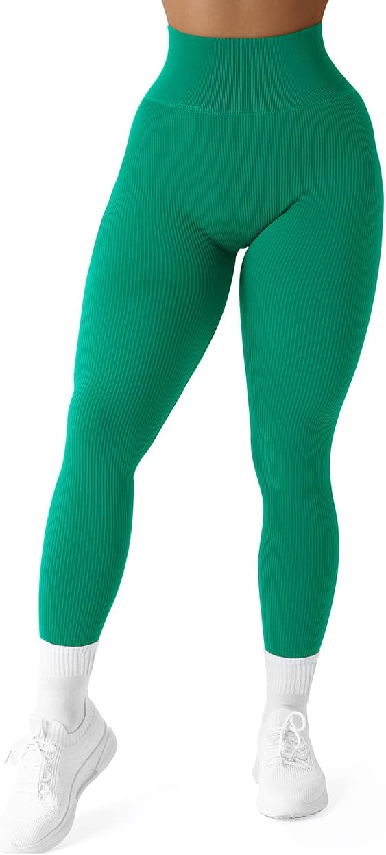 Ribbed Seamless Leggings for Women - High Waisted Yoga Pants