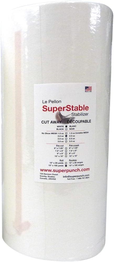 Superpunch White Cut Away Stabilizer - USA Made!