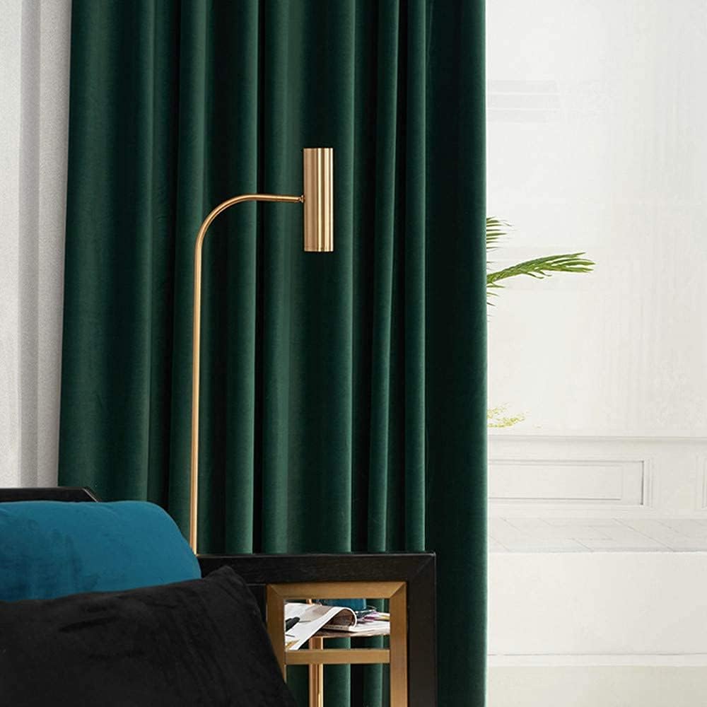 MYRU Luxury Velvet Blackout Curtains: Elegant Dark Green