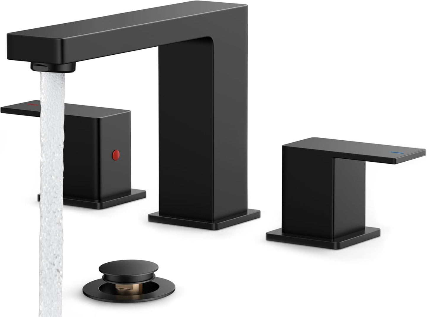 FORIOUS Black Bathroom Faucets: Stylish 3 Hole Widespread Design
