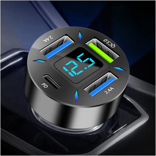 Super Fast 4-Port Car Charger with Voltmeter - KIFIDAN