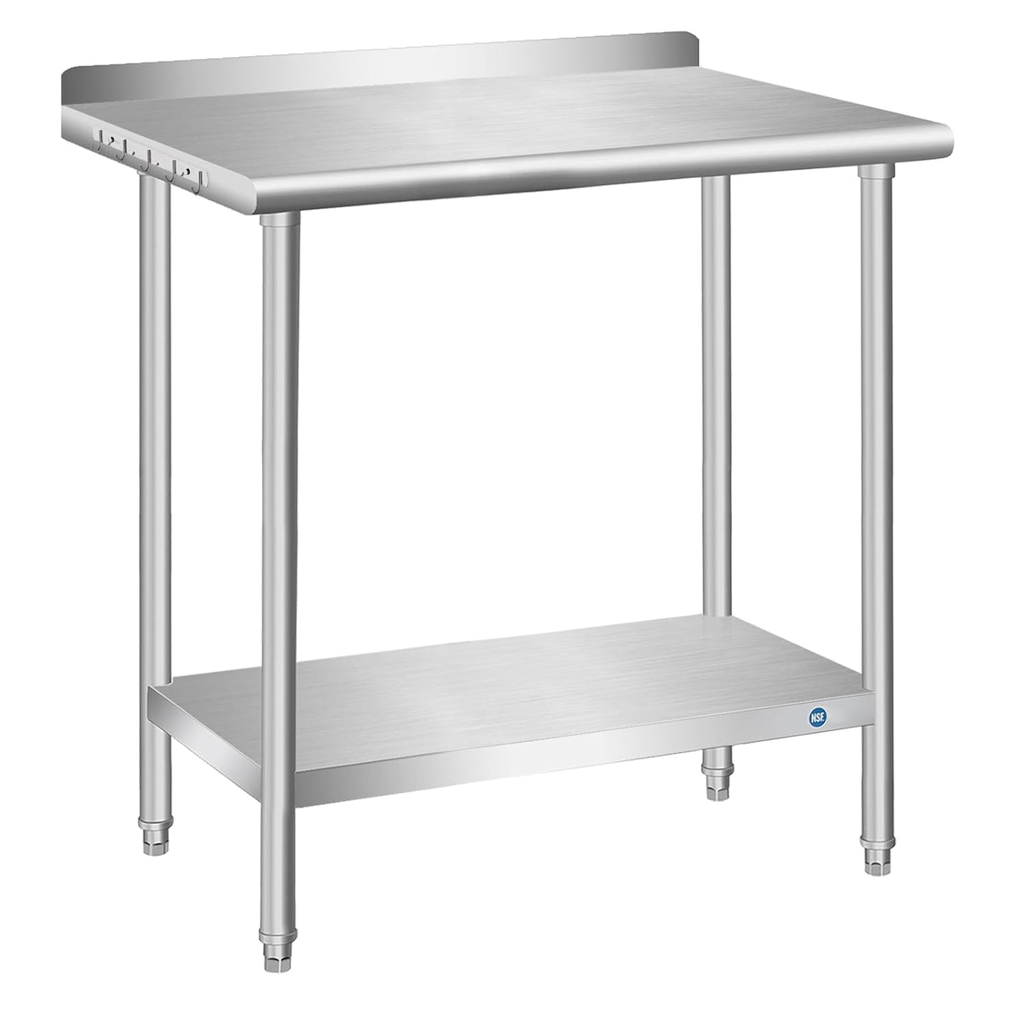 Stainless Steel Table 30 x 18 Inch with Backsplash for Prep