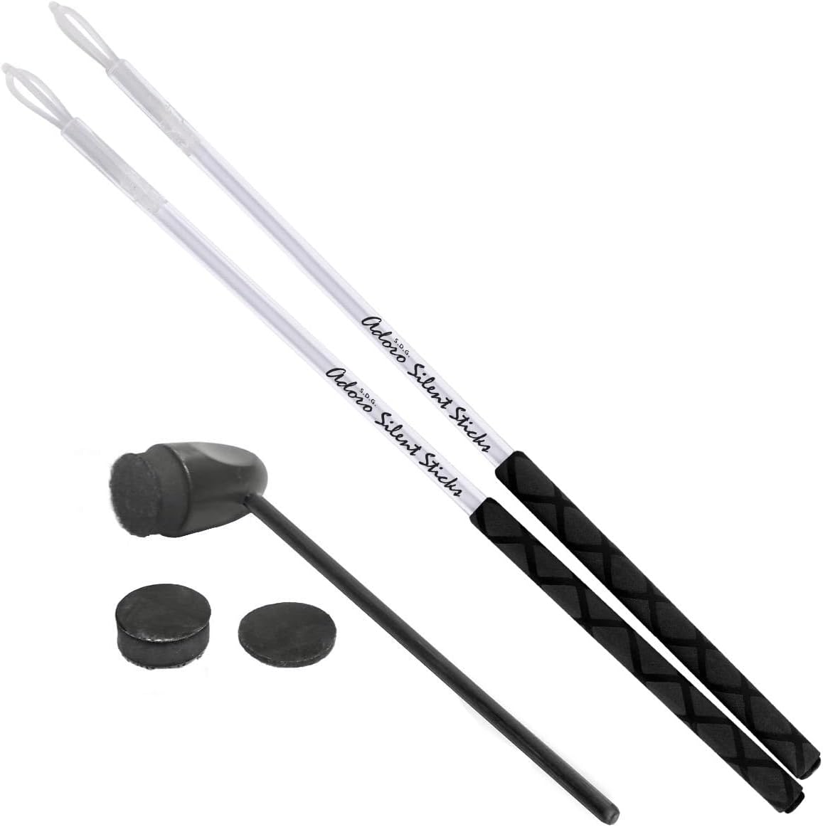Adoro Silent Sticks & Bass Drum Beater Bundle for Quiet Drumming