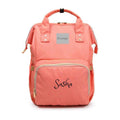 Personalized Large Orange Diaper Bag Backpack - Custom Monogram Tote