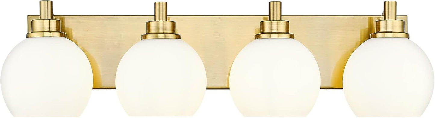 Modern 4 Light Brushed Gold Vanity Light with Globe Shades