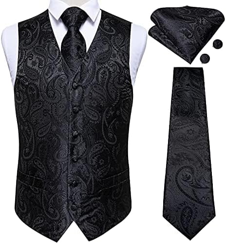 DiBanGu Mens Vest and Tie Set for Formal Events and Weddings