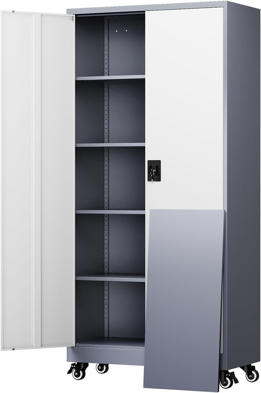 Yizosh Metal Garage Storage Cabinet with Locking Doors and Shelves