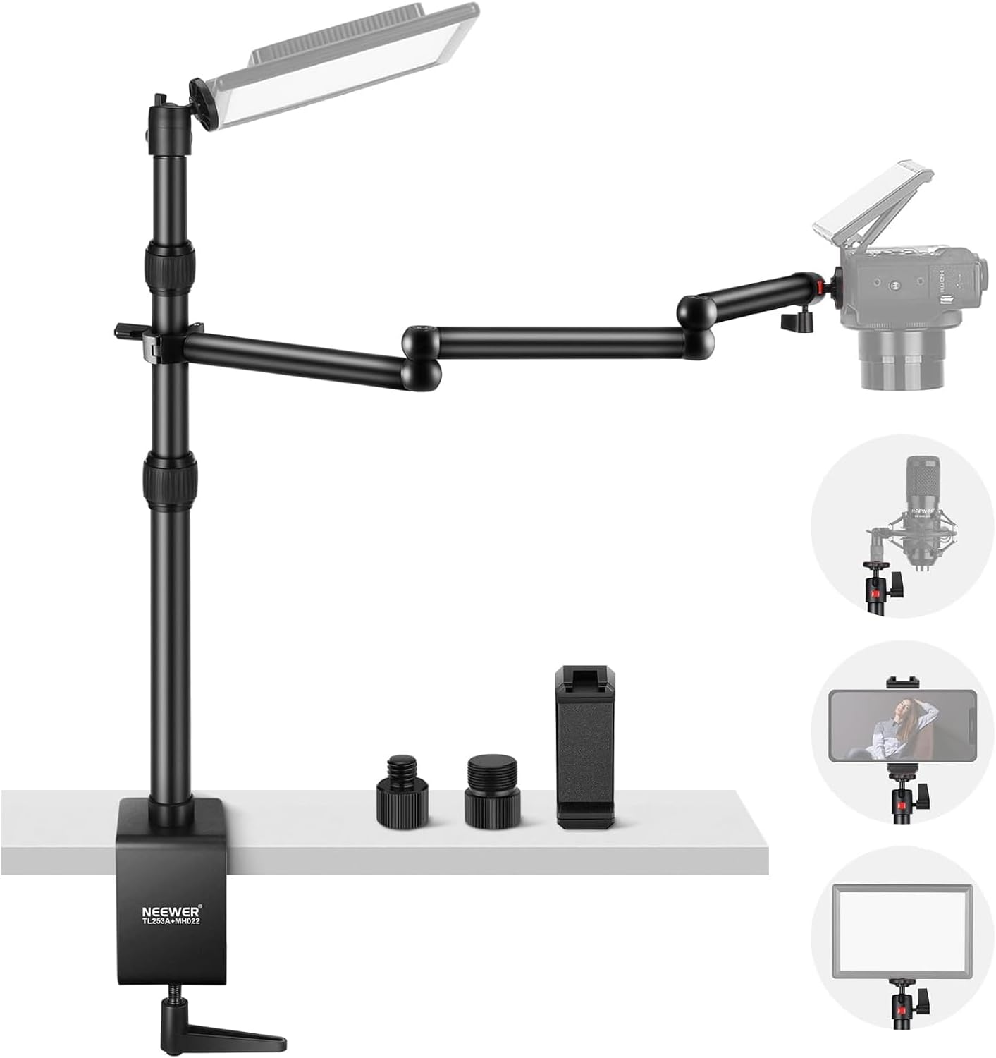 NEEWER Overhead Camera Rig with Trifold Boom Arm for Streaming