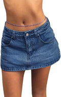 Women Denim Skort Stretchy Mid Waist Mini Skirt - Y2K Style