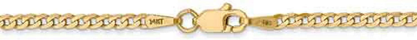14k Yellow Gold Flat Beveled Curb Chain Necklace Bracelet Anklet