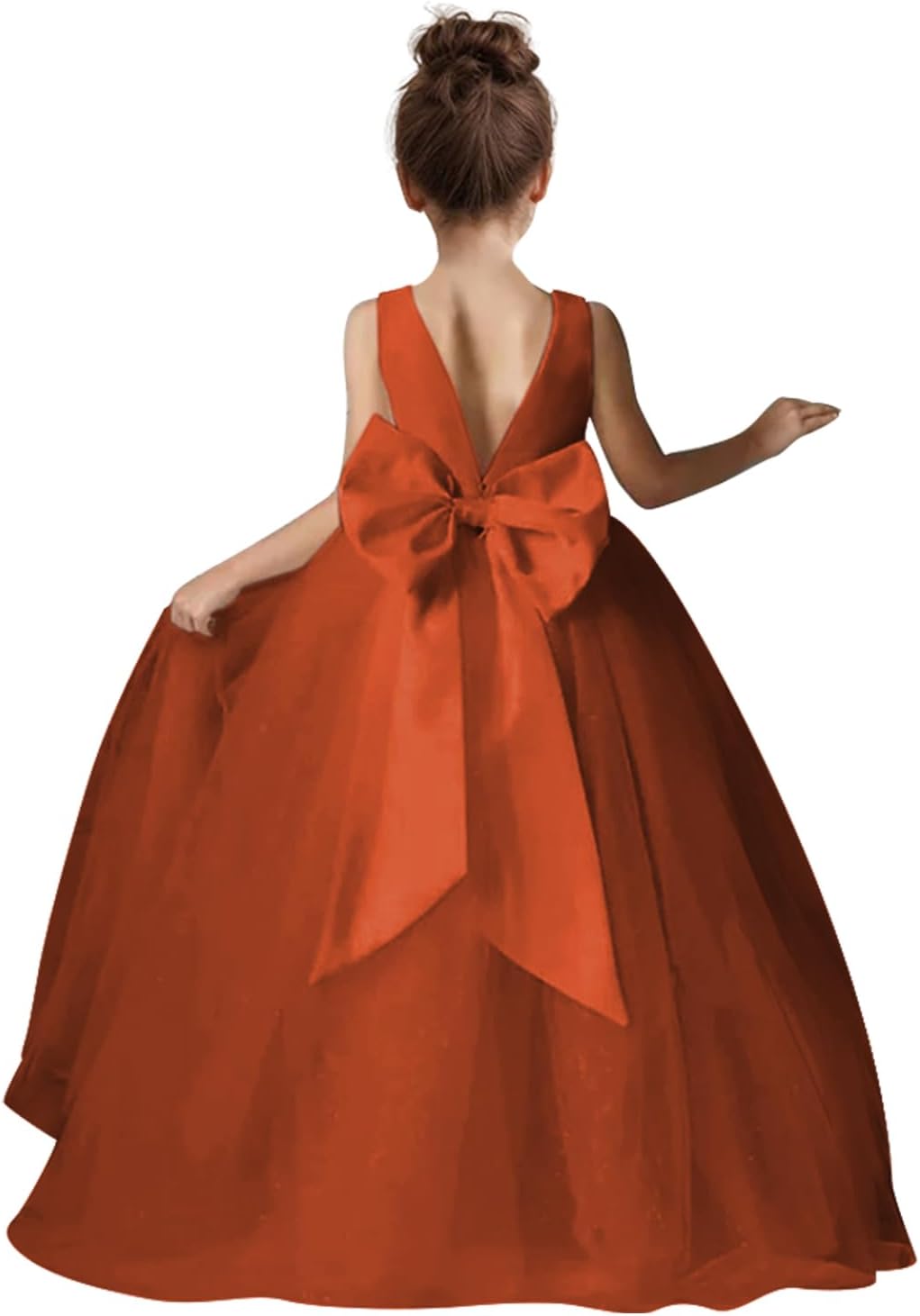 Elegant Flower Girls Dress for Wedding with Bow-Knot Design