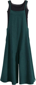 Women Loose Cotton Wide Leg Jumpsuit with Pockets - Breathable Fit