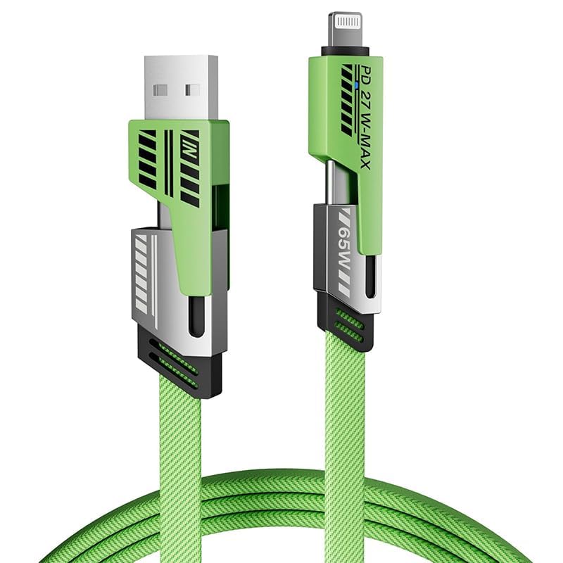 6.6ft 4-in-1 Zinc Alloy USB Cable for iPhone & Samsung