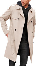Men's Trench Coat Slim Fit Double Breasted Belte d Windbreaker