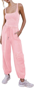 Women's Sleeveless Summer Jumpsuit with Drawstring Waist - Soft