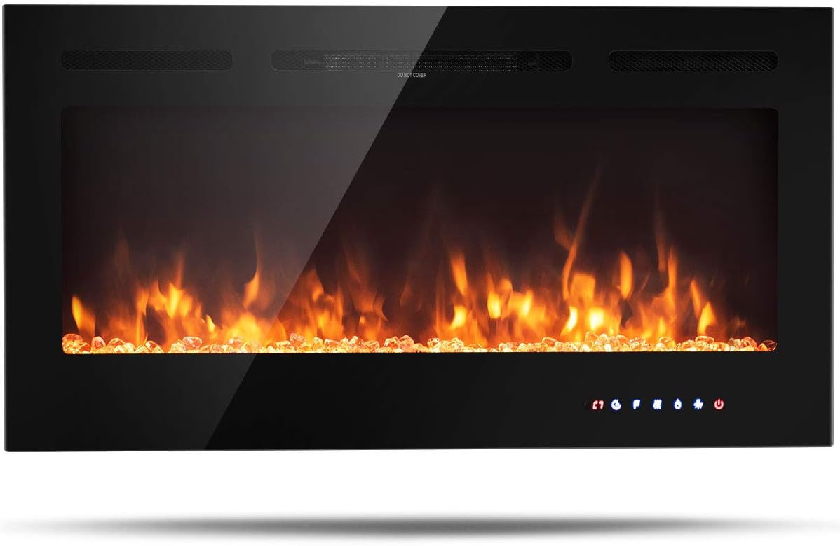 Tangkula 40 Electric Fireplace Insert: Touch Screen, 9 Flamer Colors!