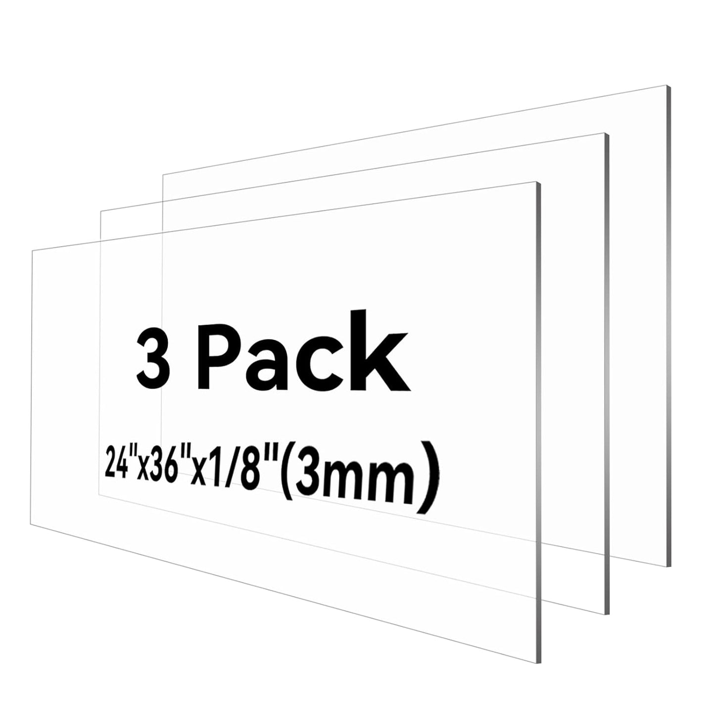 HUAZI 3PACK Clear Acrylic Sheets for DIY Projects and Displays