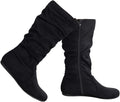 Olivia K Womens Low Heel Mid-Calf Slouchy Suede Slip On Casual