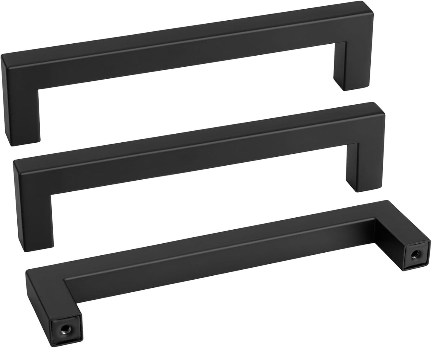 Modern Black Square Bar Cabinet Pulls for Kitchen & Bathroom