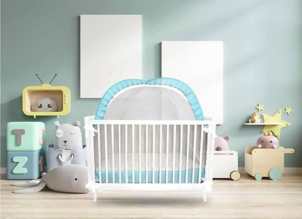 Blue Mesh Crib Tent - Keep Baby Safe