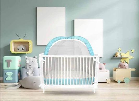 Blue Mesh Crib Tent - Keep Baby Safe