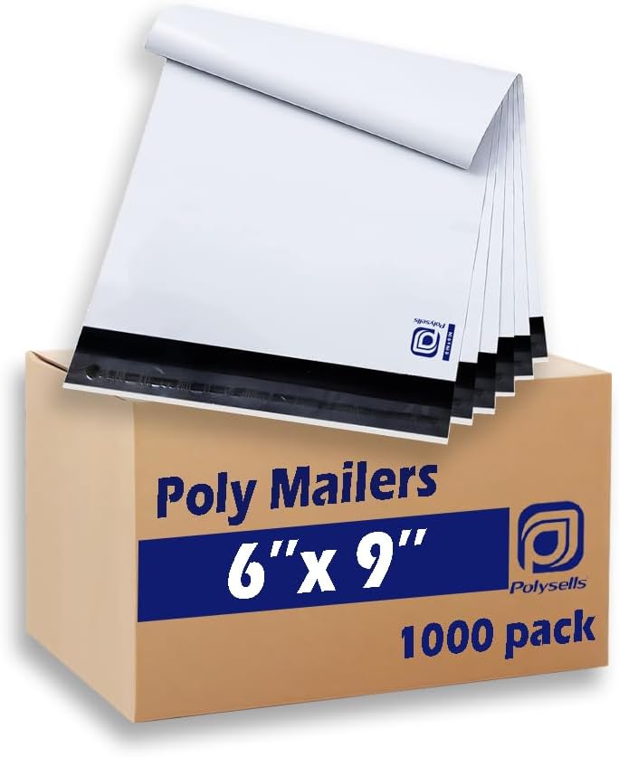 POLYSELLS 1000 Pack 6x9 Inch White Poly Mailers for Shipping