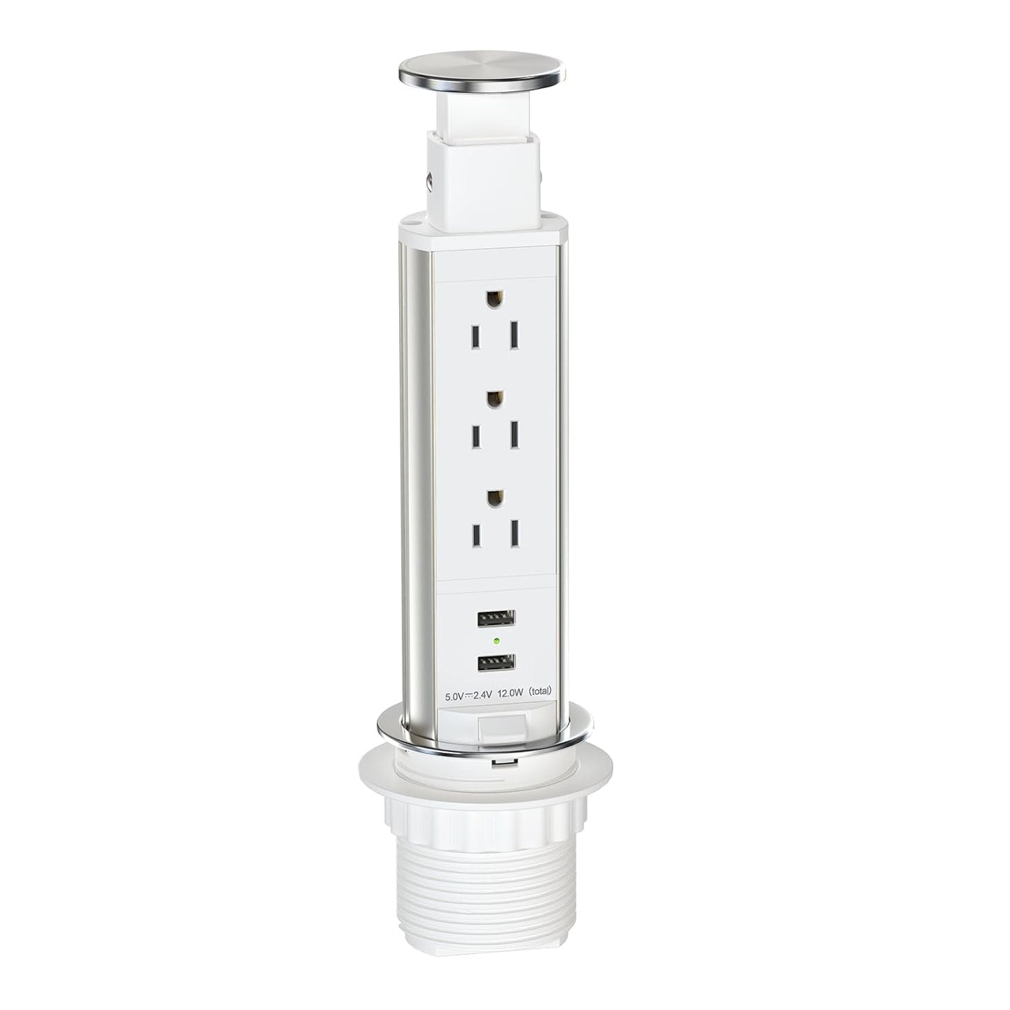 Pop Up Outlet for Countertop with 3 AC Outlets and 2 USB Ports