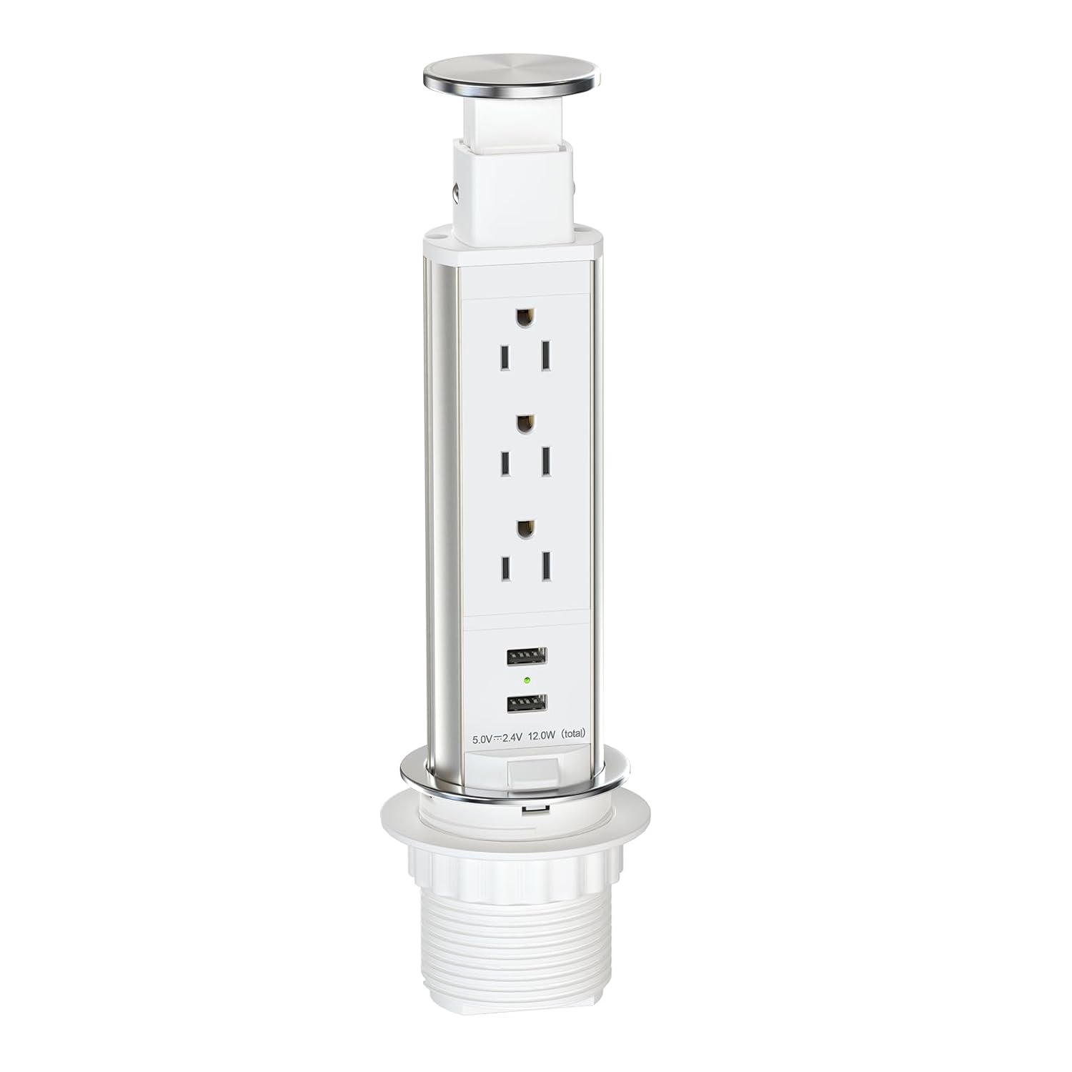 Pop Up Outlet for Countertop with 3 AC Outlets and 2 USB Ports