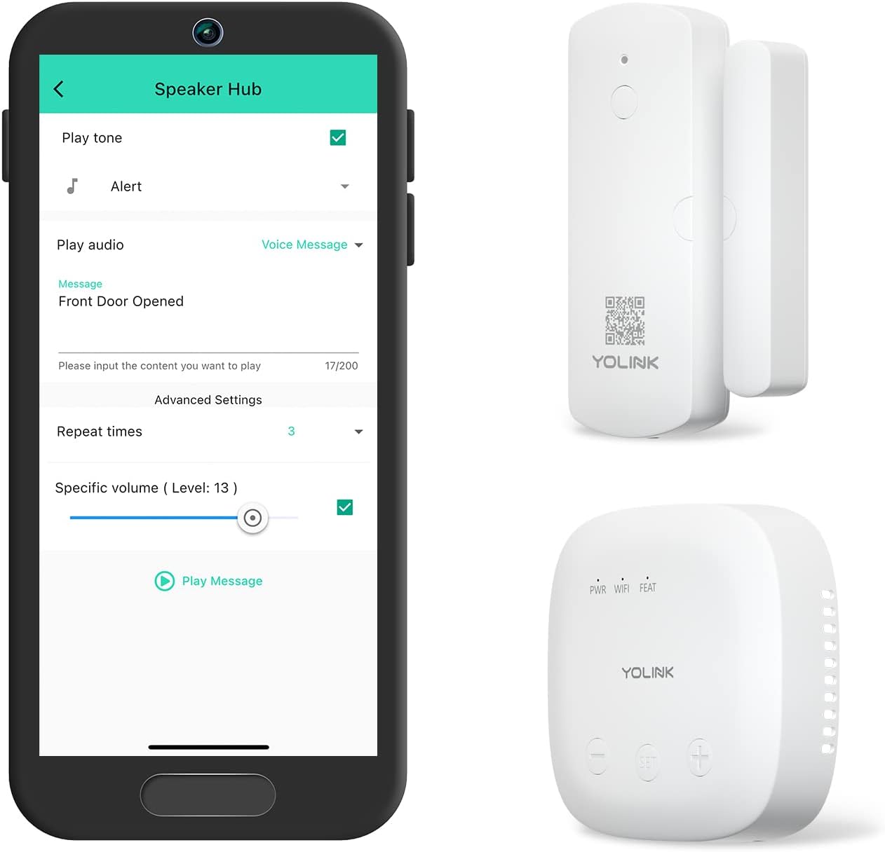 YoLink LoRa Smart Door Sensor Starter Kit with SpeakerHub Audio