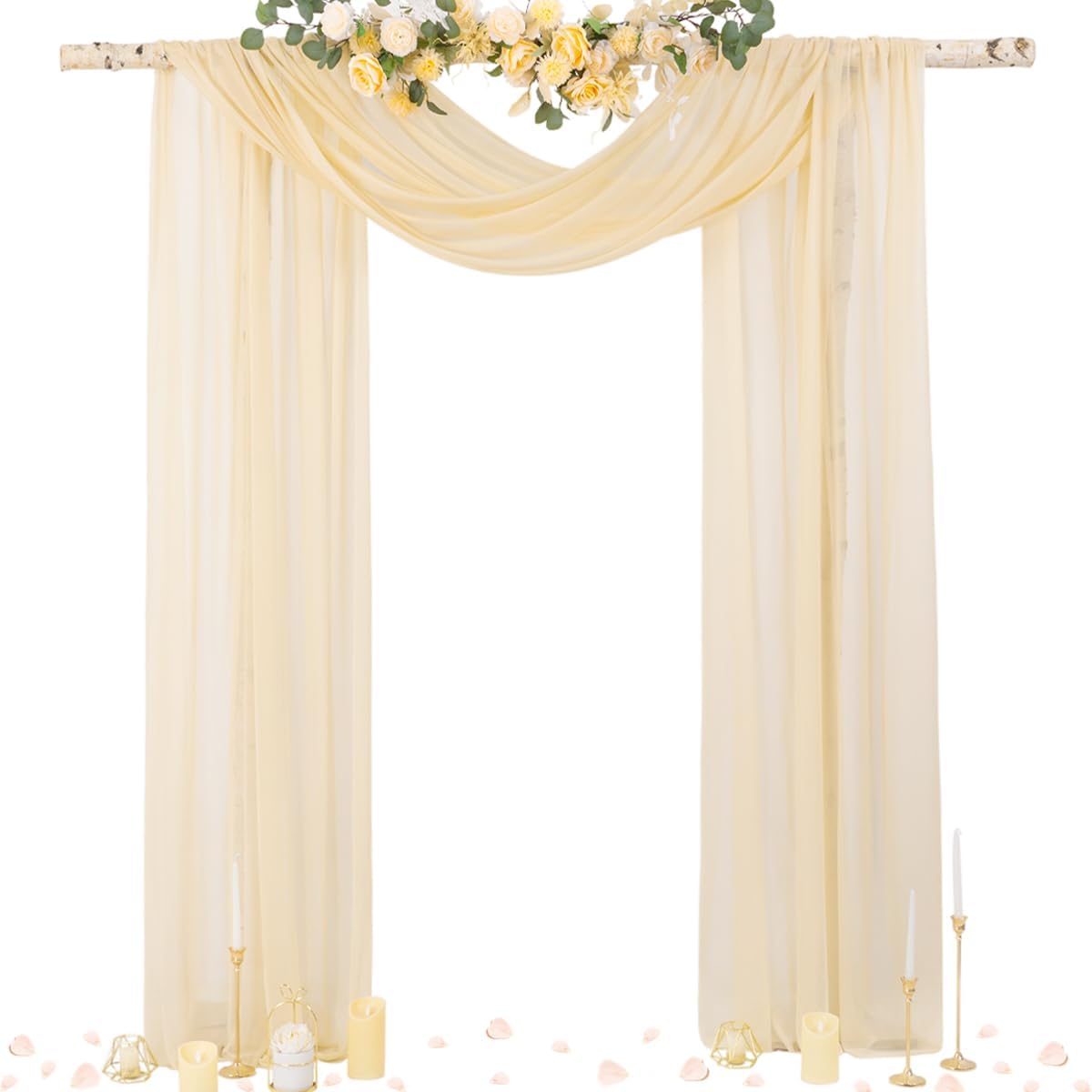 Socomi Champagne Sheer Wedding Arch Draping Fabric for Events