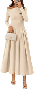MEROKEETY Women's One Shoulder Midi Maxi Dress - Elegant Wedding Guest
