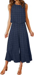 ROYLAMP Summer 2 Piece Outfits Crop Top and Wide Leg Pants Set