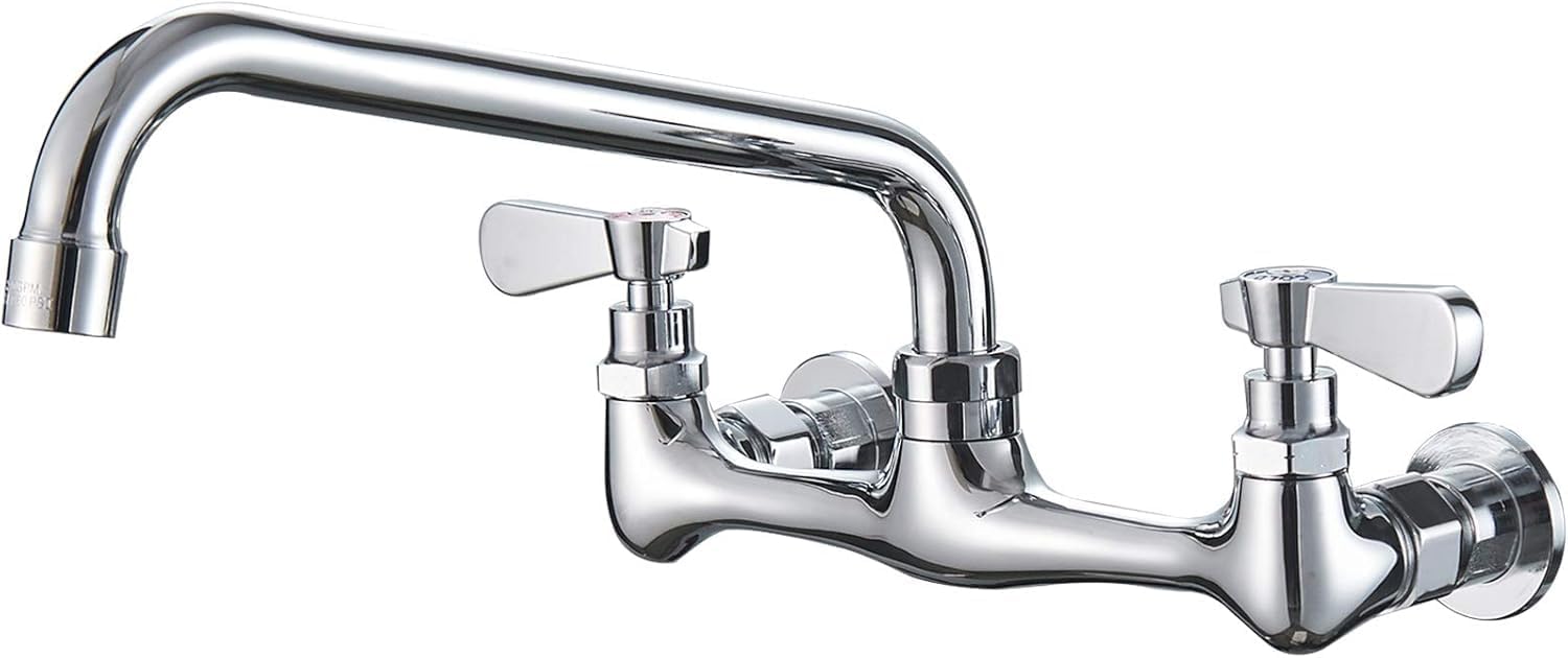 Wall Mount Kitchen Faucet with 10 Inch Swivel Spout for Sinks