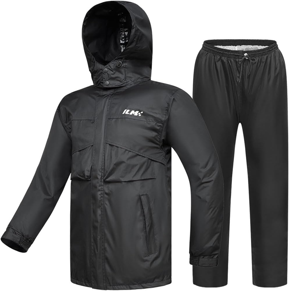 ILM Motorcycle Rain Suit Waterproof Resistant 2 Piece Packable