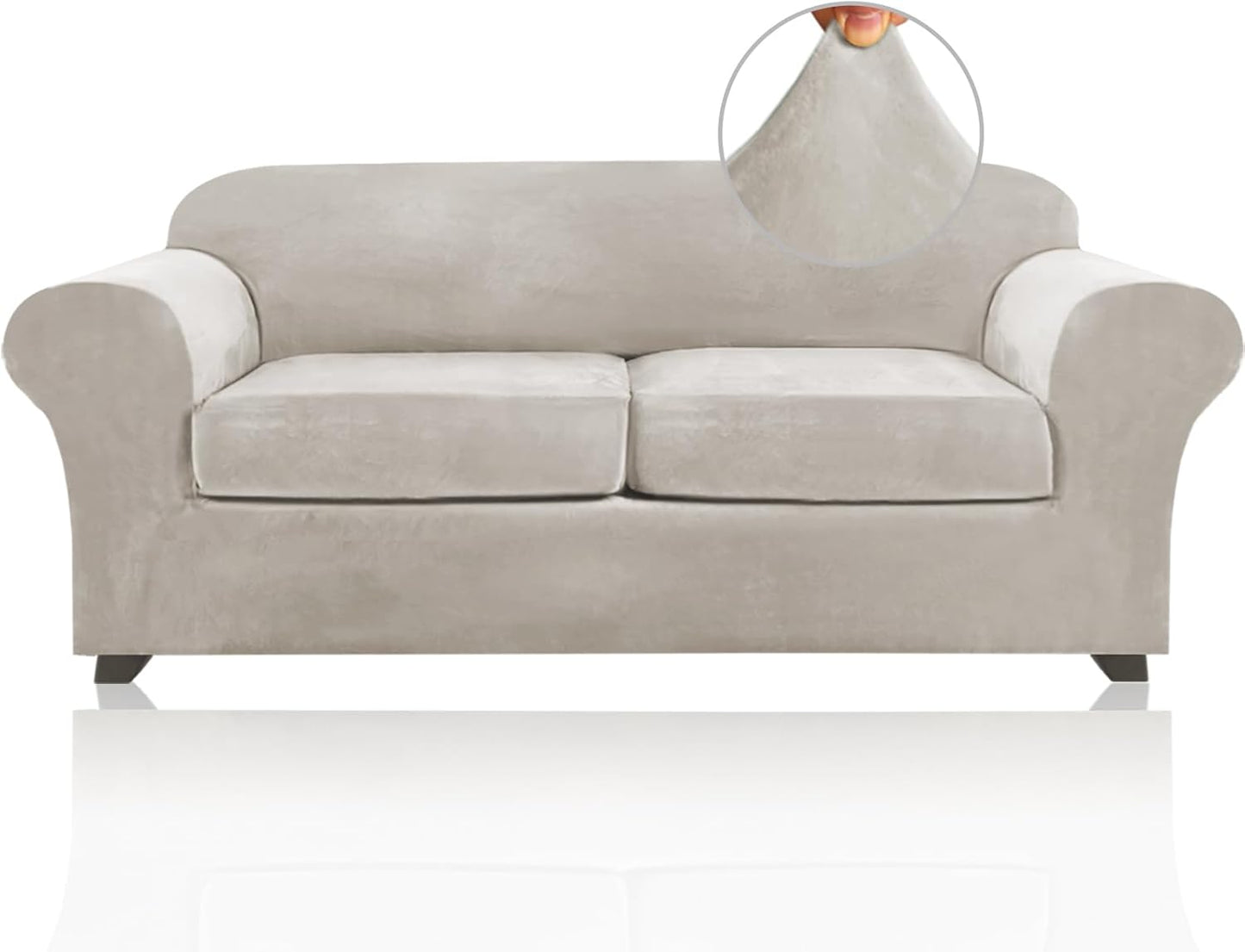 PrinceDeco Velvet Plush Sofa Covers for 2 Cushion Couch Up to 90in